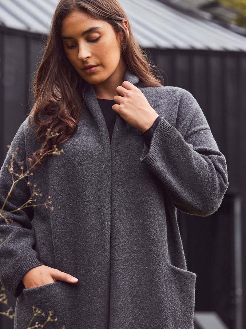Grey Coatigan With Patch Pockets