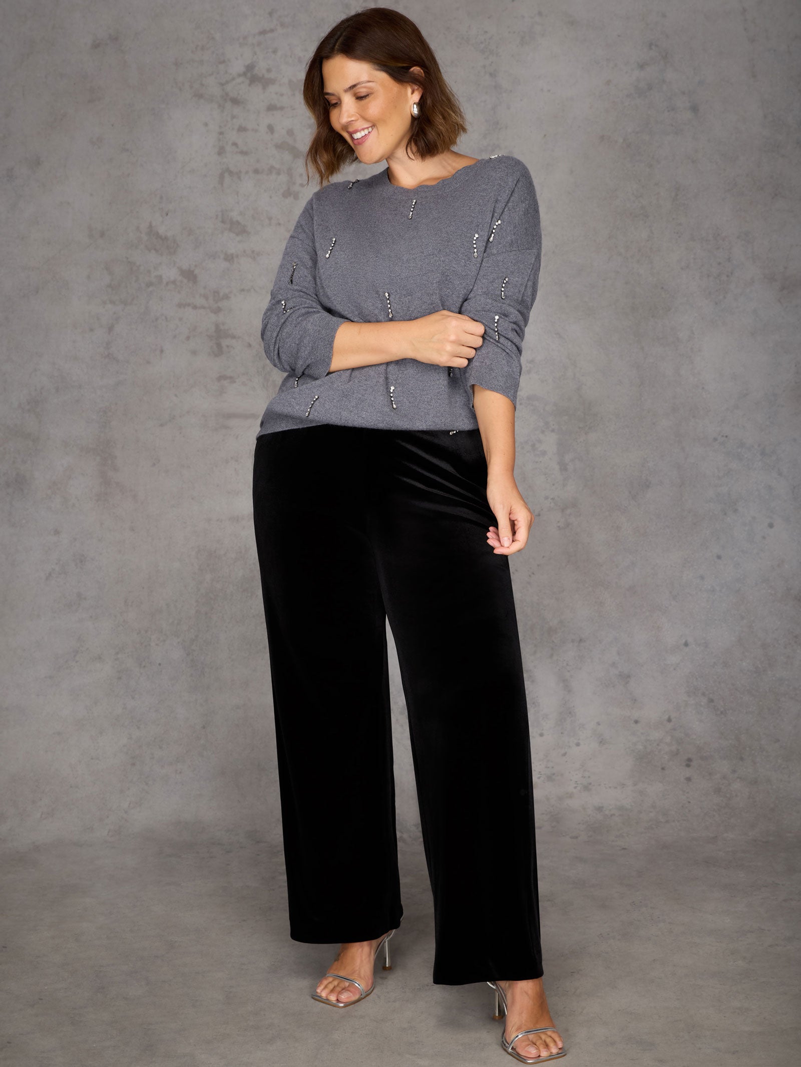 Grey Embellished Jumper