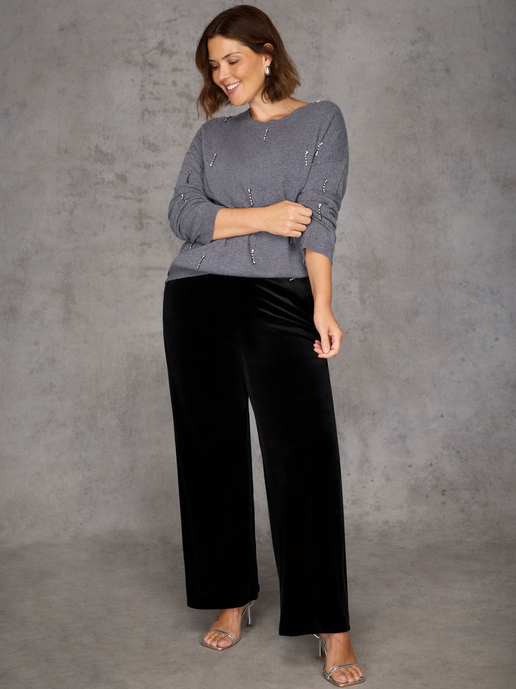 Grey Embellished Jumper