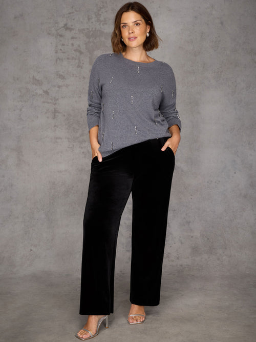 Grey Embellished Jumper