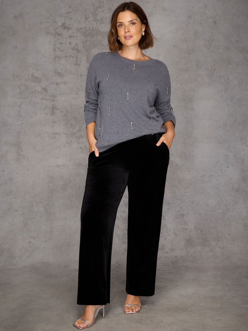 Grey Embellished Jumper