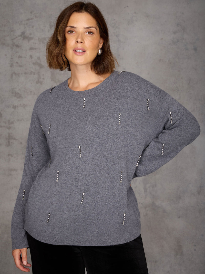 Grey Embellished Jumper