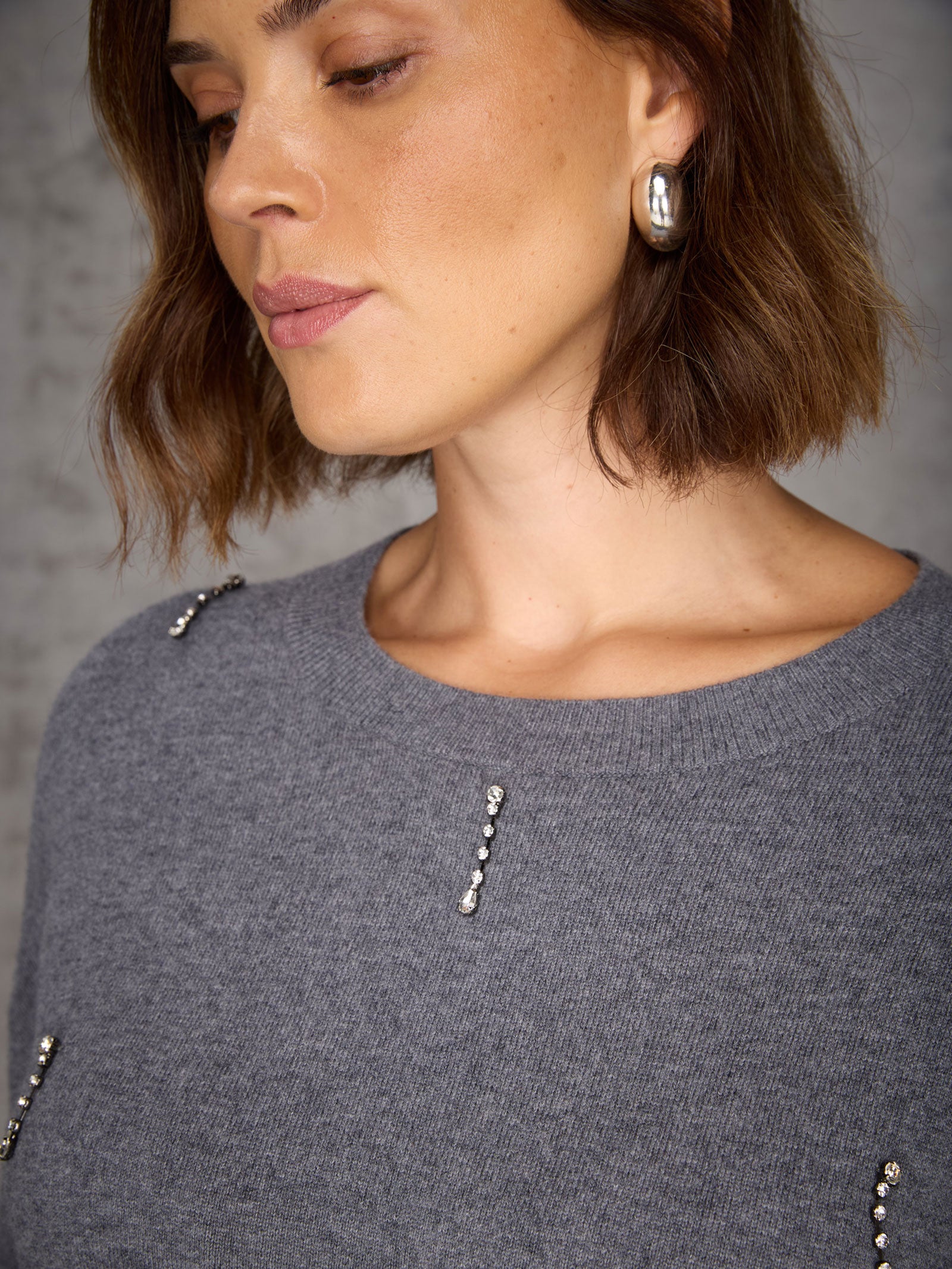 Grey Embellished Jumper