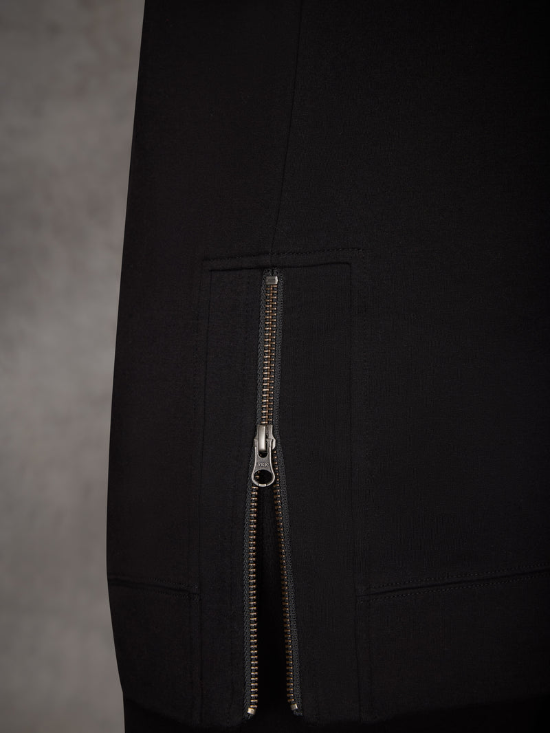 Black Side Zip Longline Sweatshirt