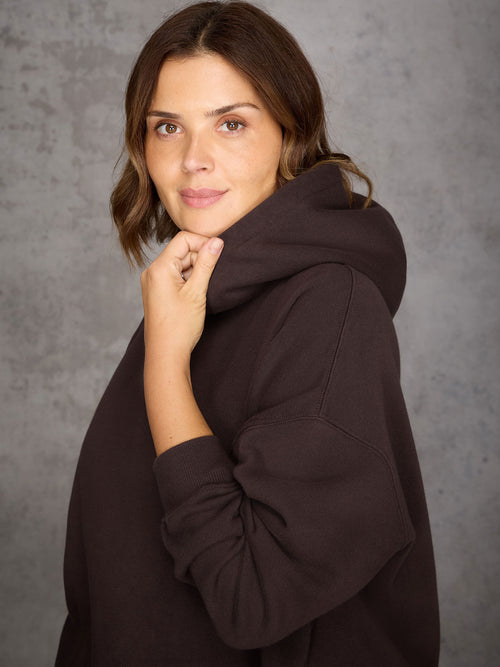 Chocolate Brown Relaxed Hooded Sweatshirt