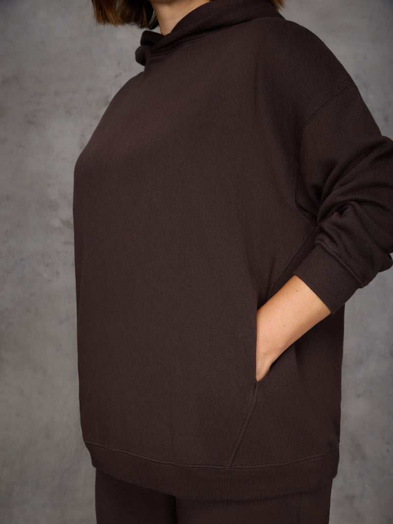 Chocolate Brown Relaxed Hooded Sweatshirt