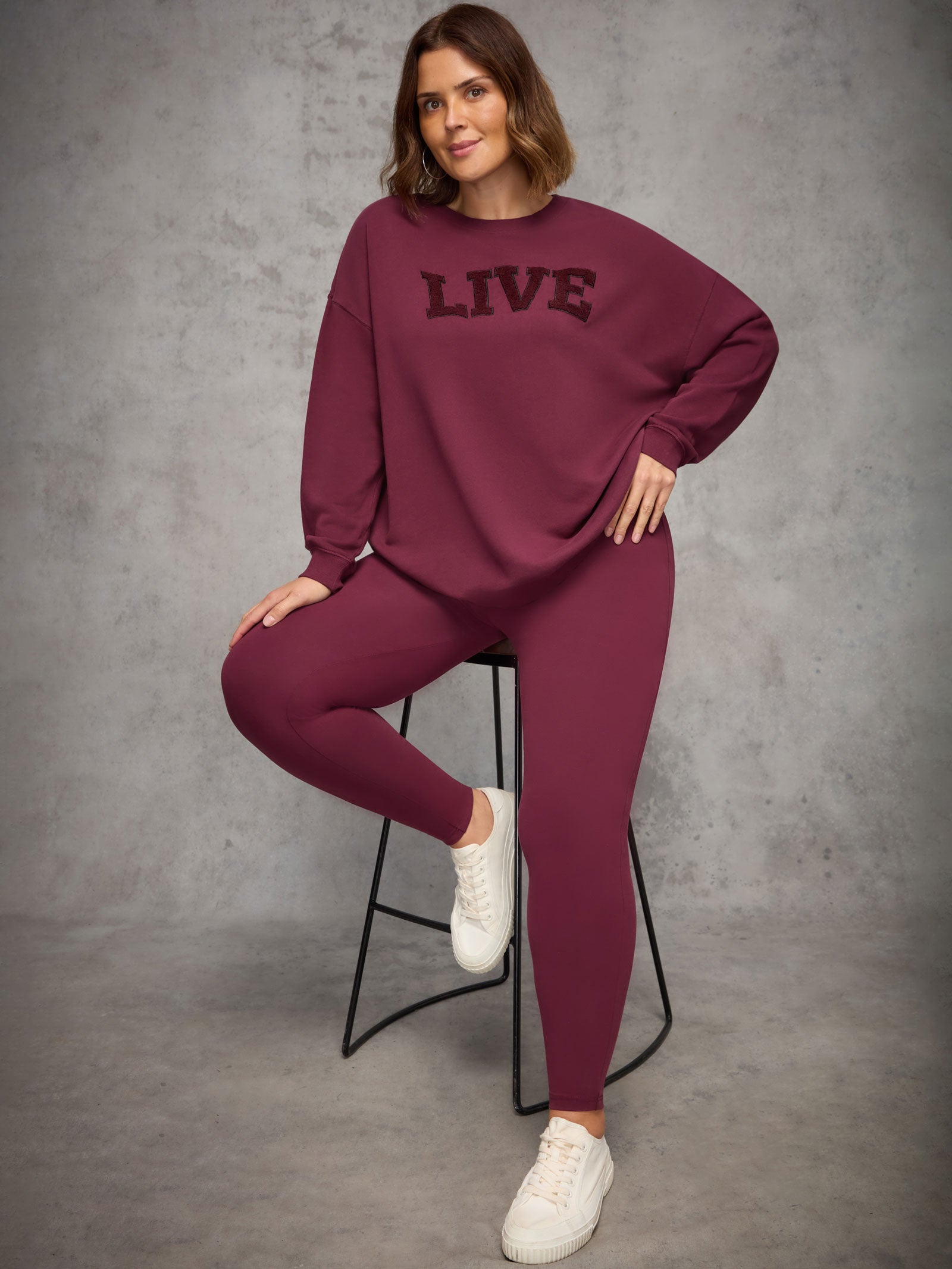 Burgundy Oversized Live Sweatshirt
