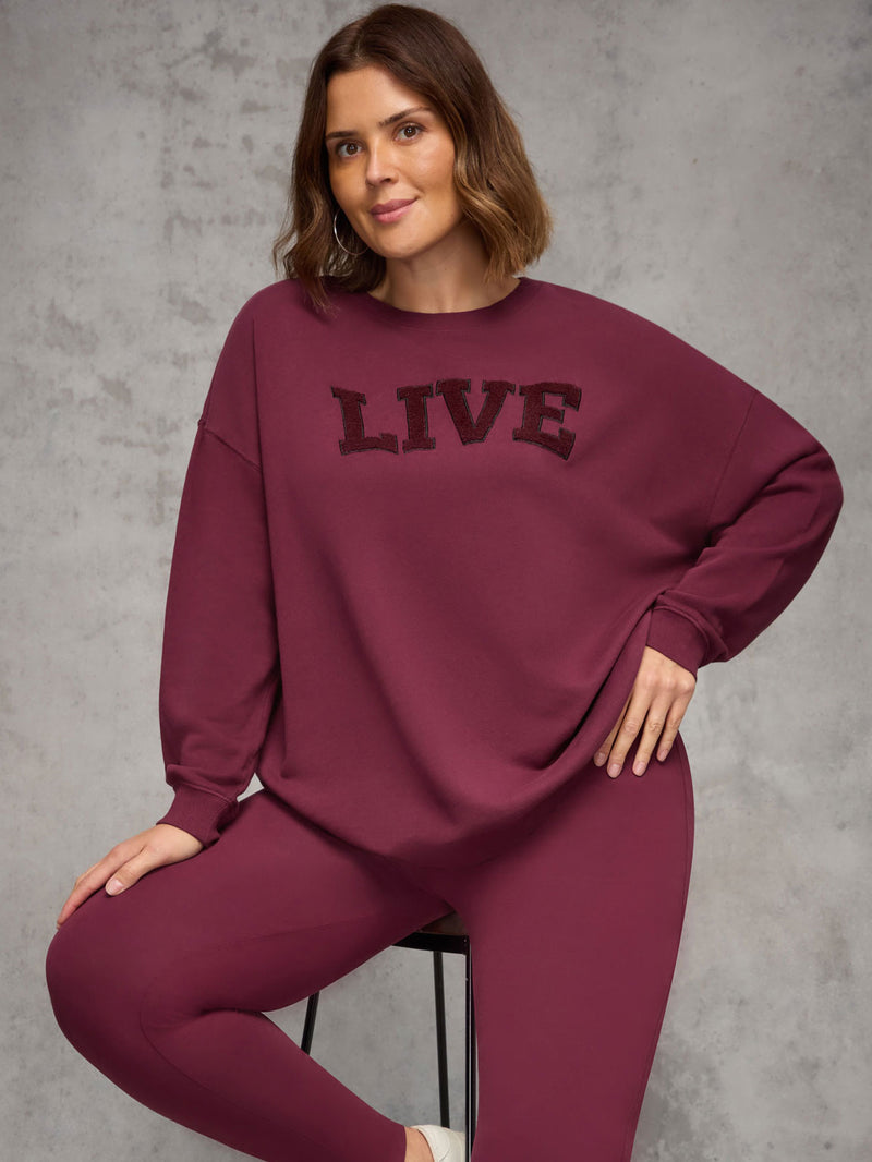 Burgundy Oversized Live Sweatshirt