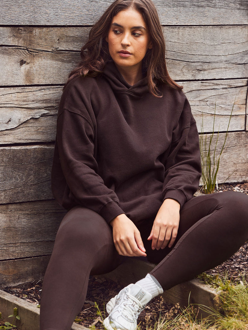 Chocolate Brown Relaxed Hooded Sweatshirt
