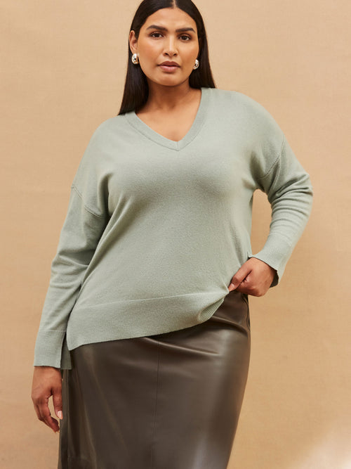 Sage V Neck Knit Jumper