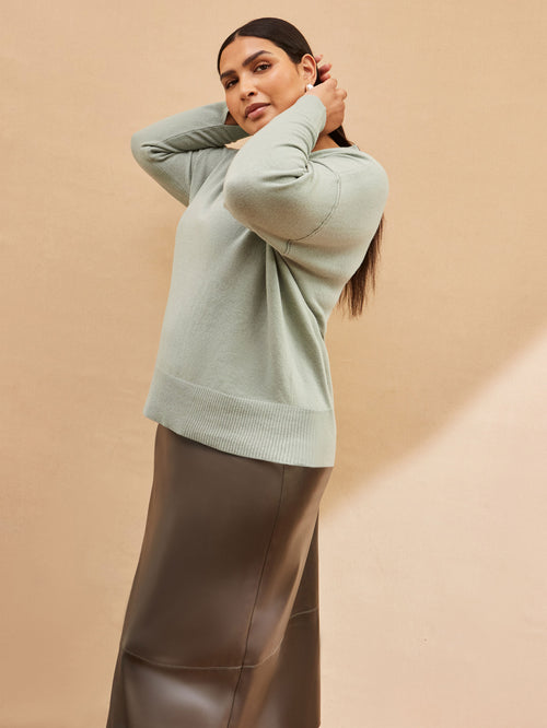 Sage V Neck Knit Jumper