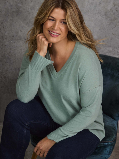 Sage V Neck Knit Jumper