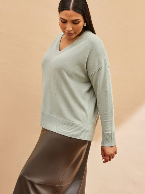 Sage V Neck Knit Jumper
