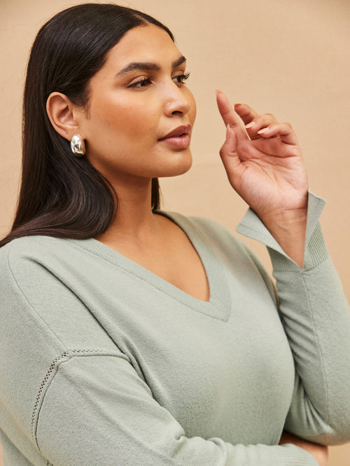 Sage V Neck Knit Jumper