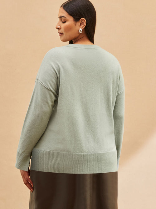 Sage V Neck Knit Jumper
