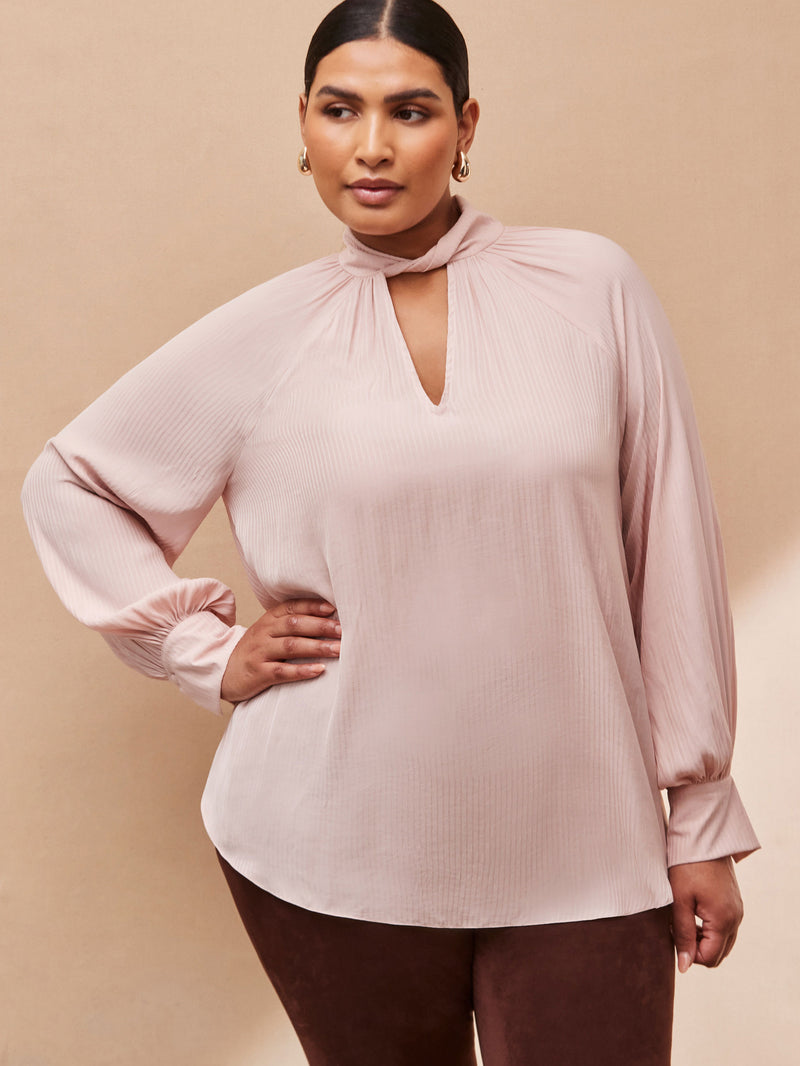 Blush Twist High Neck Blouse