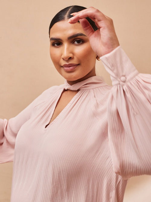Blush Twist High Neck Blouse