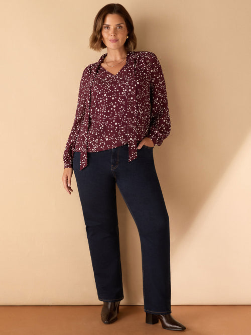 Blue Denim Straight Leg Jeans