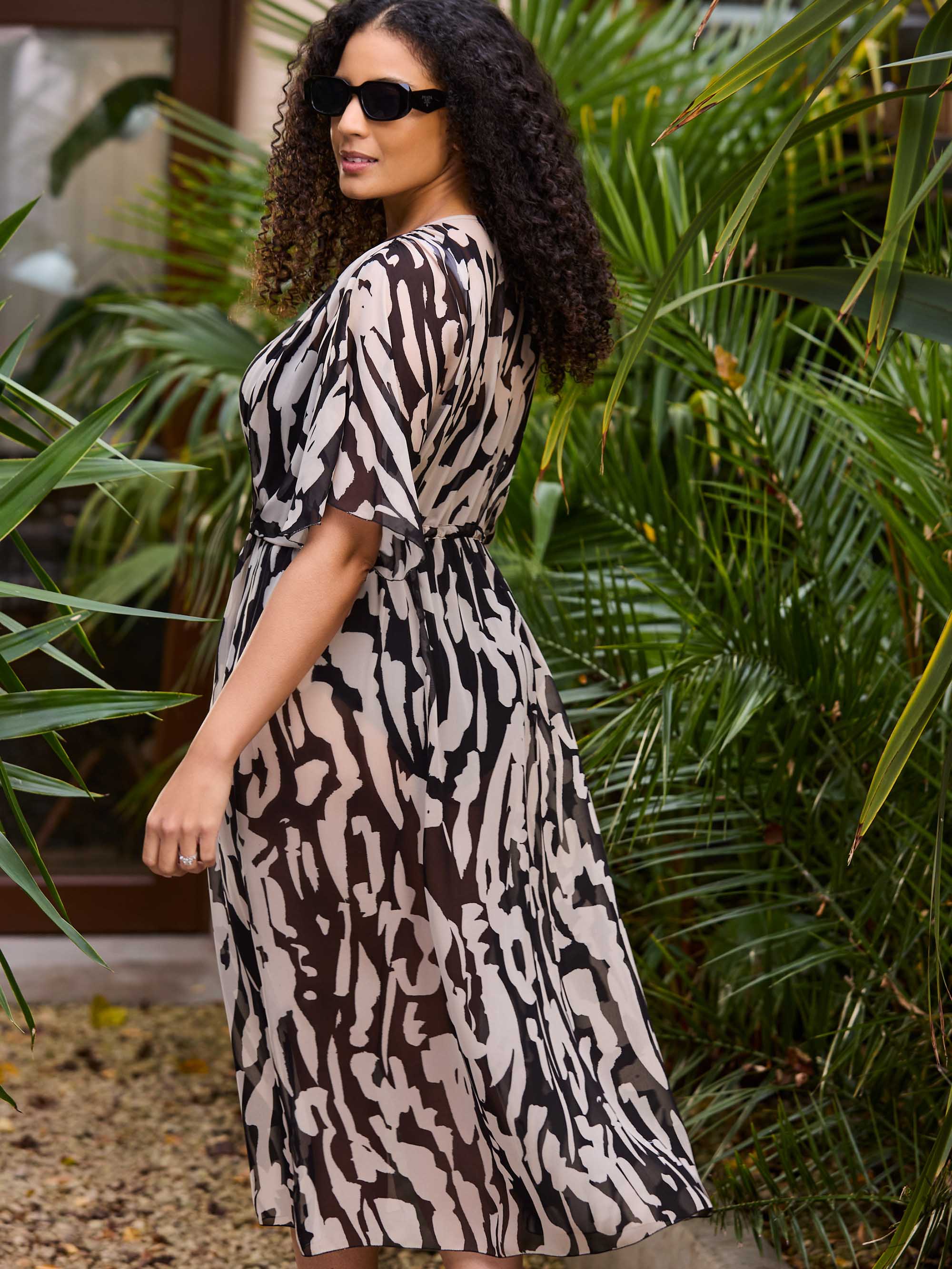 Mono Print Short Sleeve Kimono