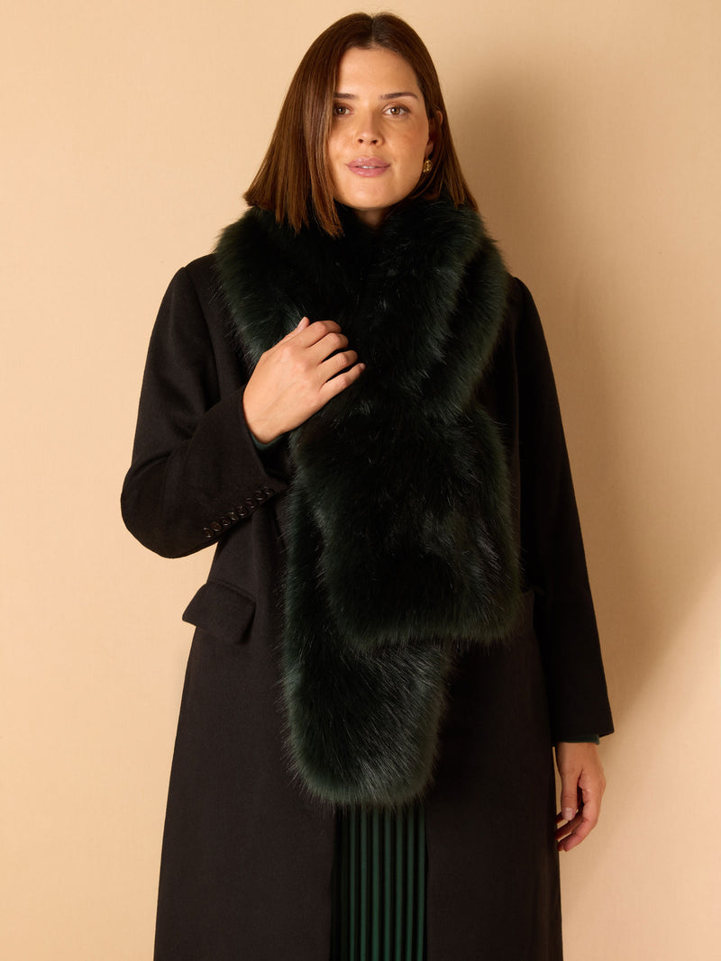 Green Faux Fur Scarf
