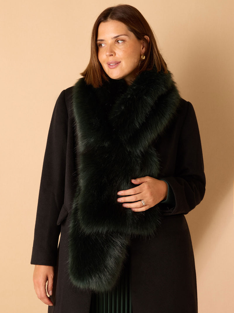 Green Faux Fur Scarf