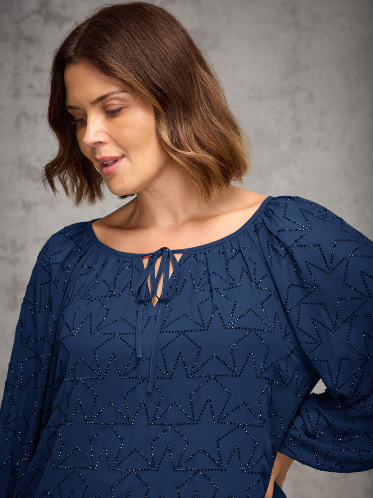 Blue Star Embellished Top