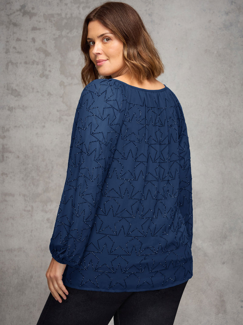 Blue Star Embellished Top