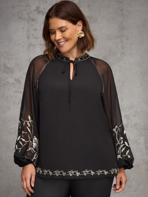Black Blouse With Gold Embellishment