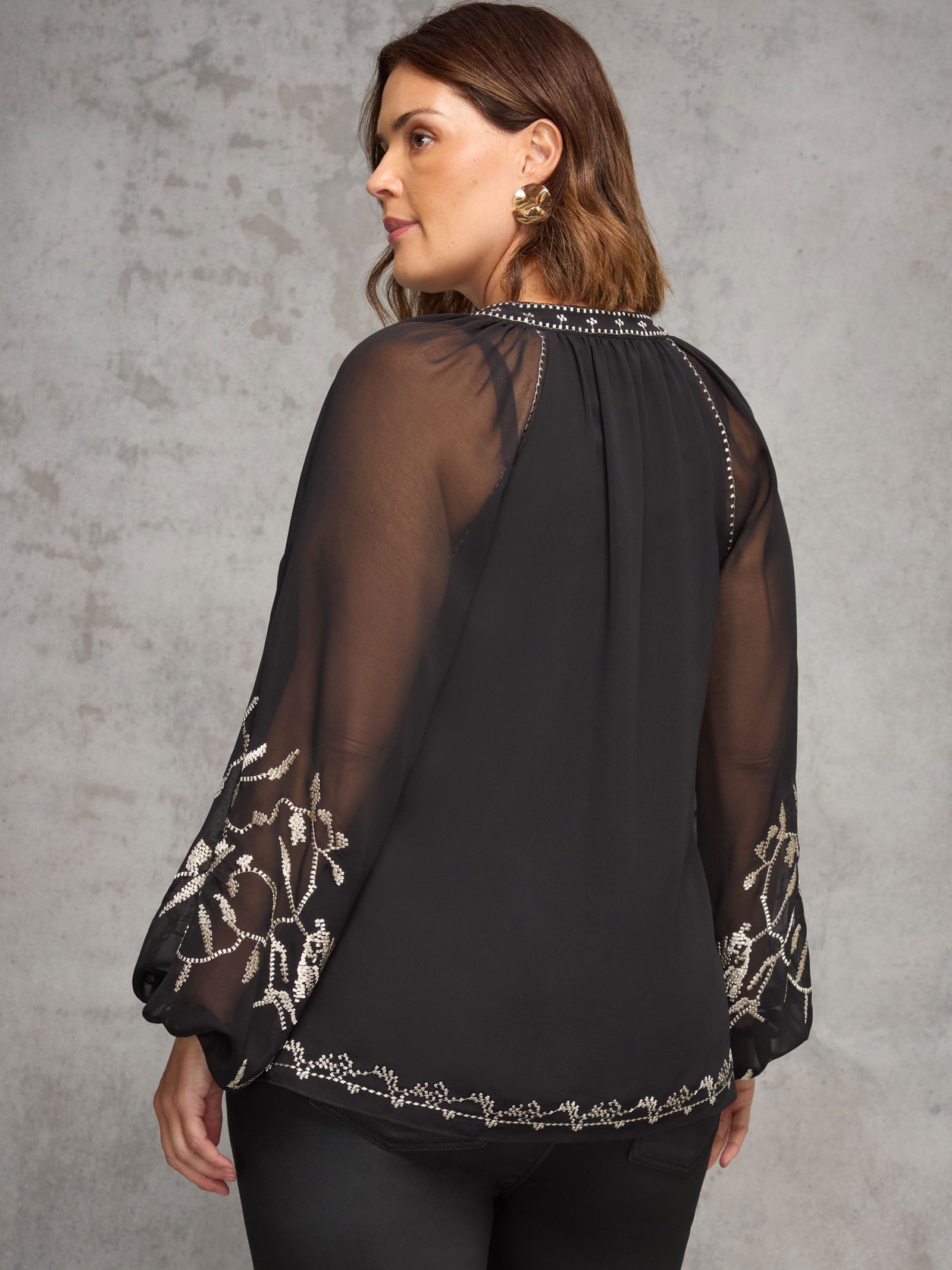 Black Blouse With Gold Embellishment