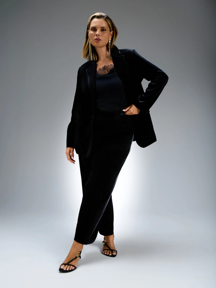Black Velvet Single Breasted Blazer