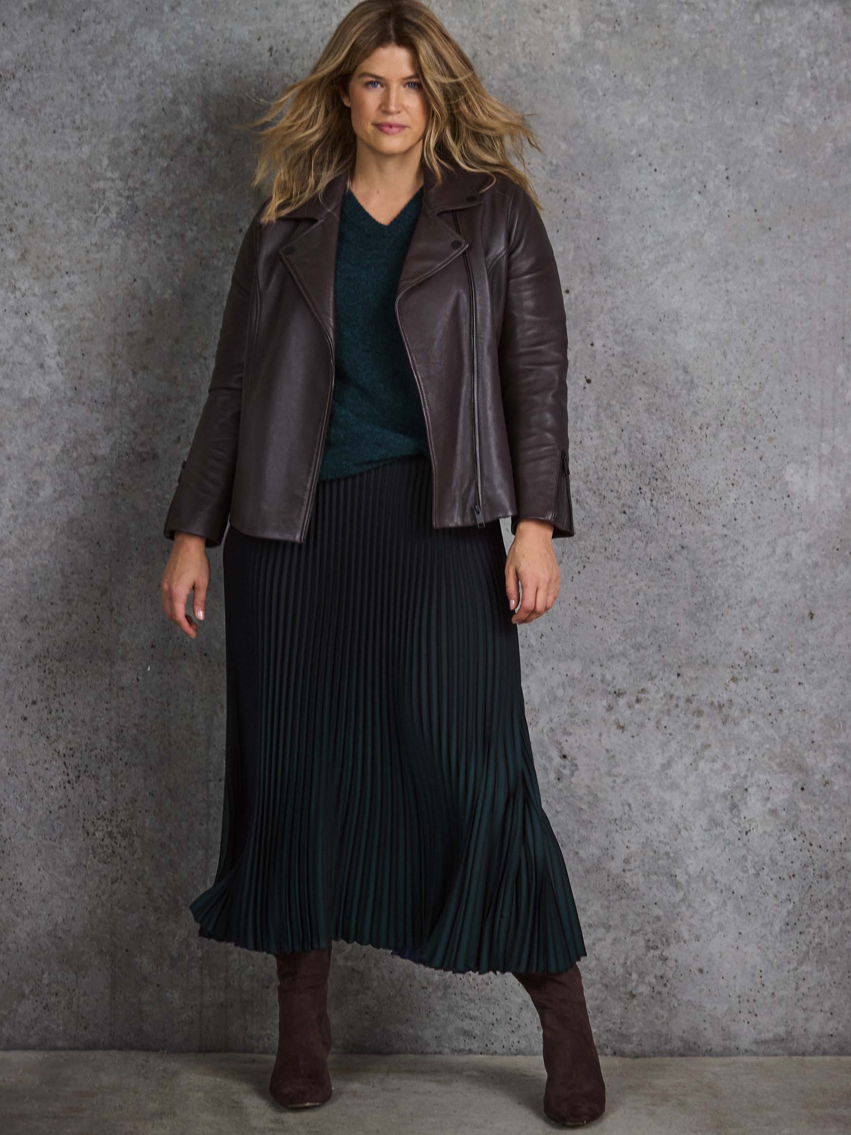 Green Ombre Pleated Maxi Skirt