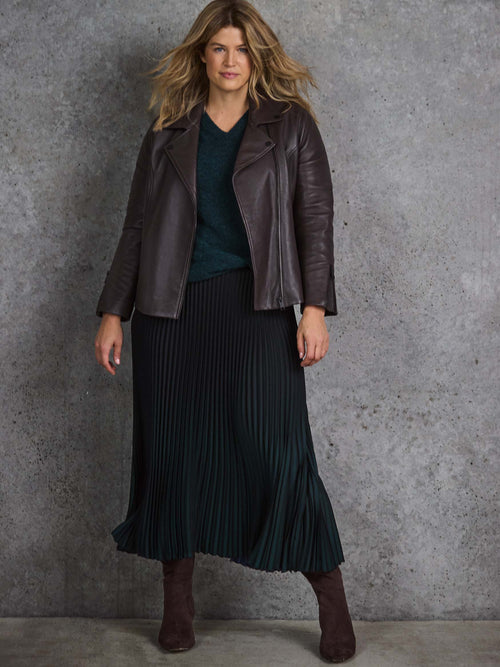 Green Ombre Pleated Maxi Skirt