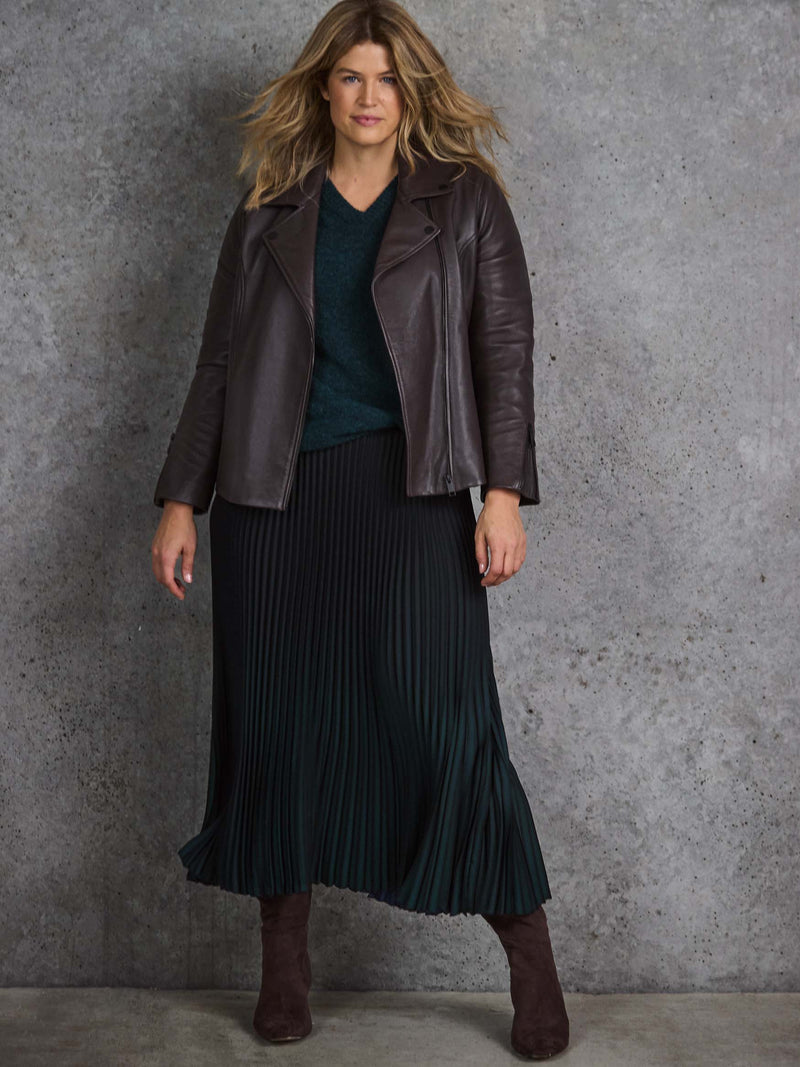 Green Ombre Pleated Maxi Skirt