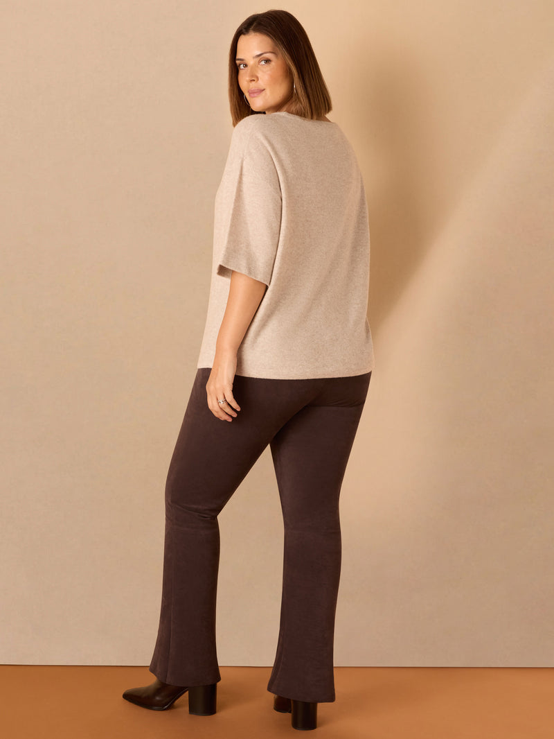 Chocolate Brown Suede Bootcut Trouser