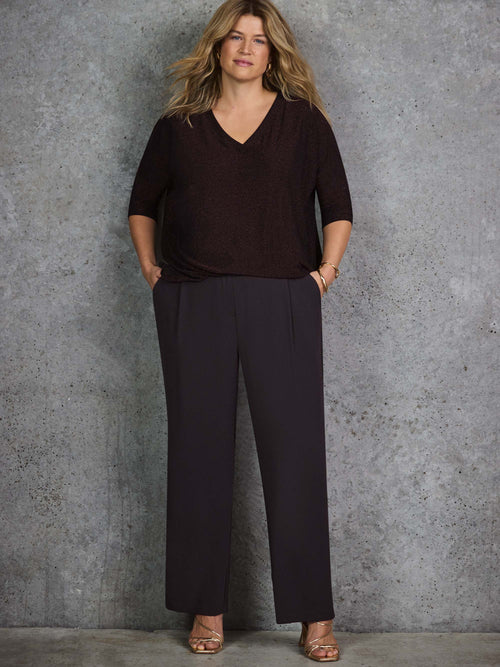 Chocolate Button Detail Wide Leg Trouser