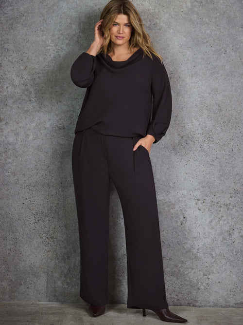 Chocolate Button Detail Wide Leg Trouser