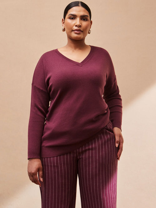 Burgundy Pinstripe Button Detail Wide Leg Trouser