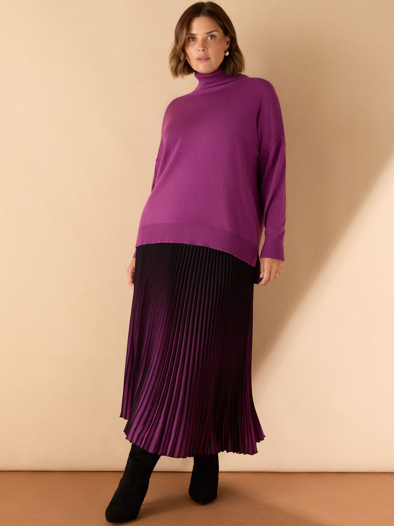 Purple Ombre Pleated Maxi Skirt