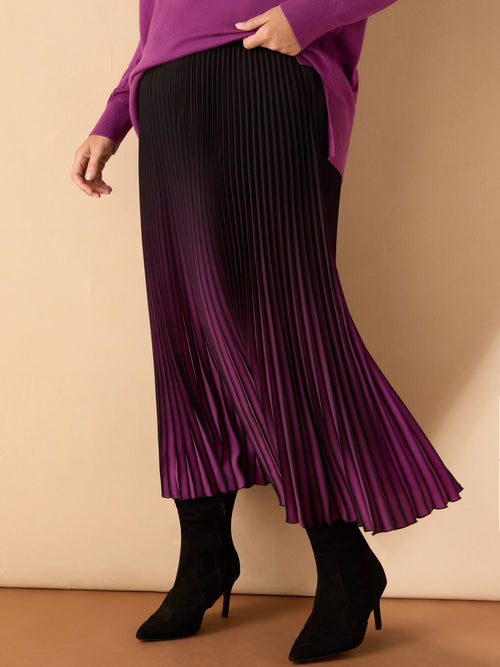 Purple Ombre Pleated Maxi Skirt