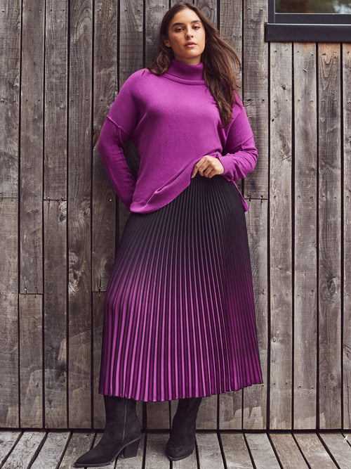 Purple Ombre Pleated Maxi Skirt