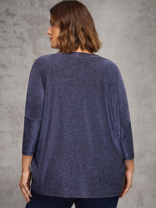 Purple Sparkle Jersey  V Neck Top
