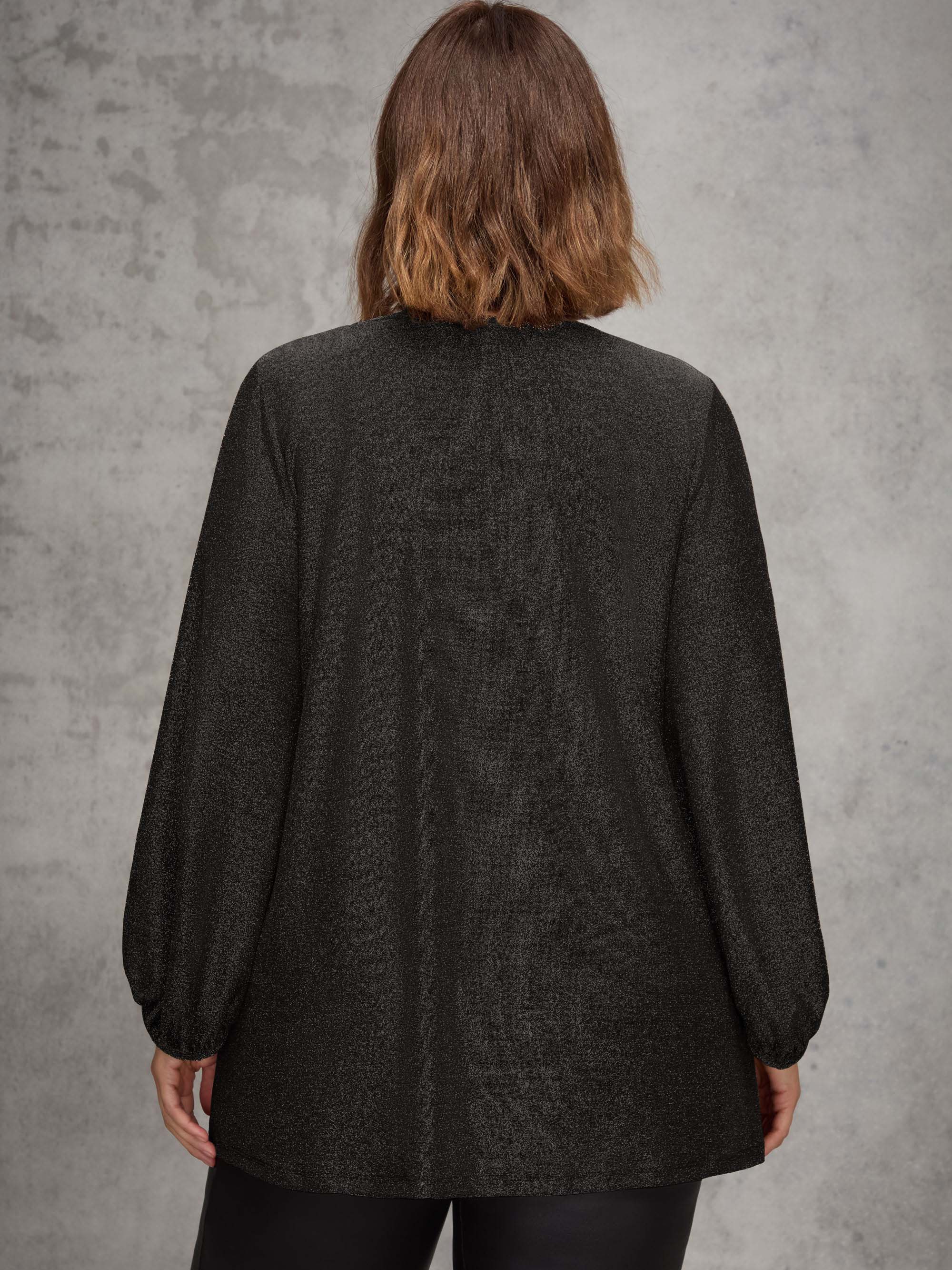 Black Blouson Sleeve Sparkle Jersey  Tunic