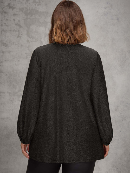 Black Blouson Sleeve Sparkle Jersey  Tunic
