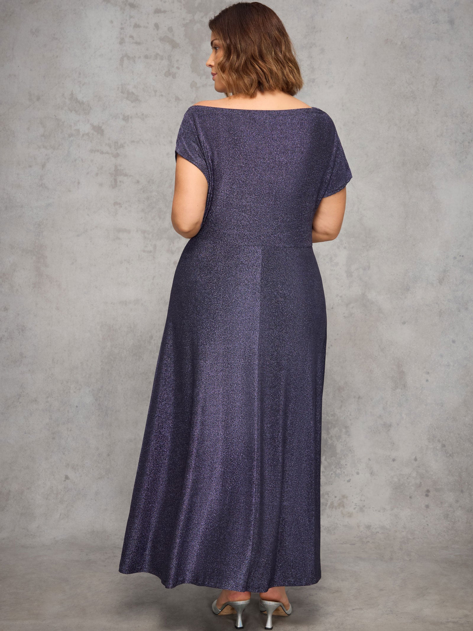 Purple Sparkle Asymmetric Maxi Dress