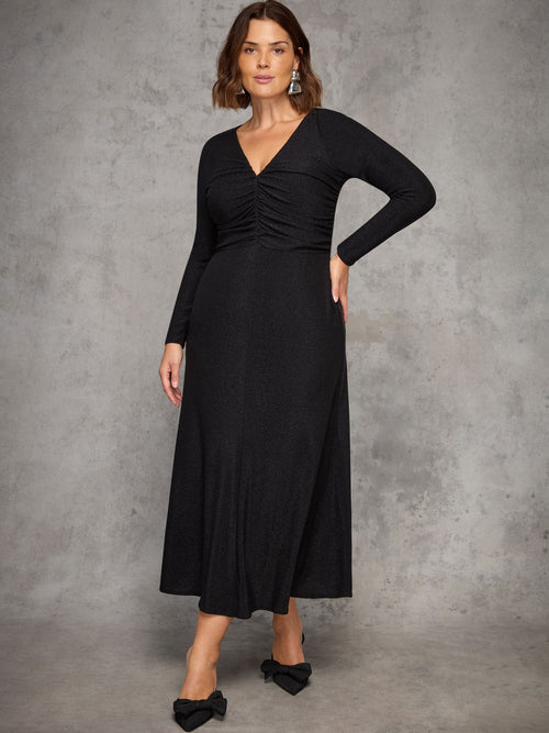 Black Ruched Jersey Dress
