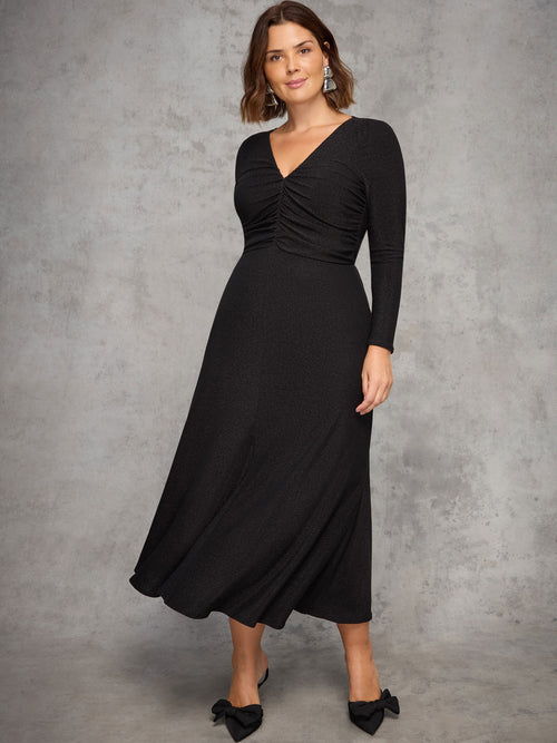 Black Ruched Jersey Dress