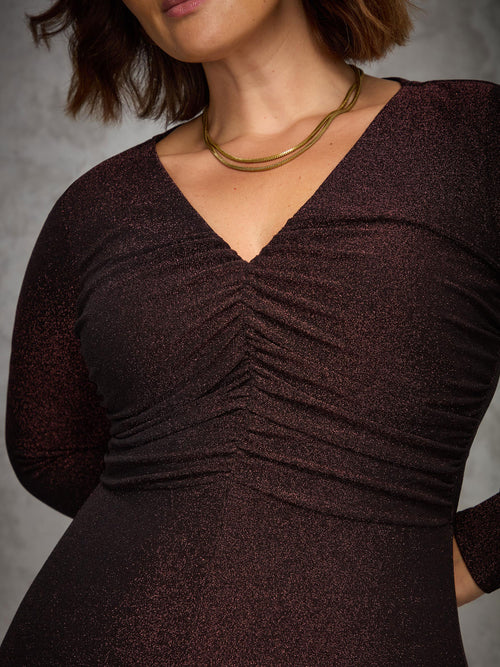 Bronze Ruched Jersey Dress