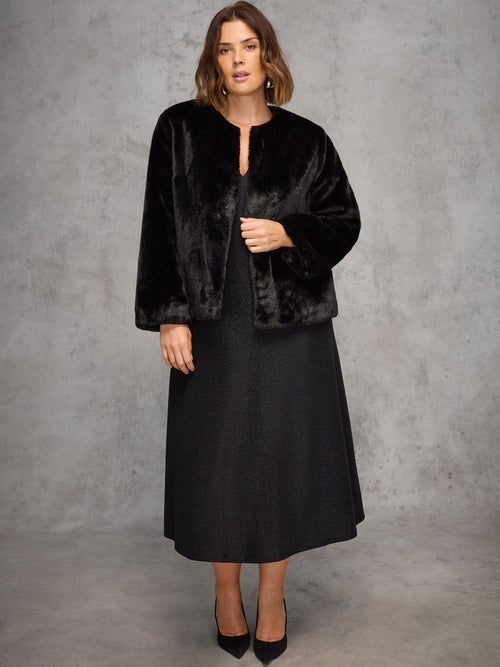 Black Sparkle Jersey Short Sleeve Dress