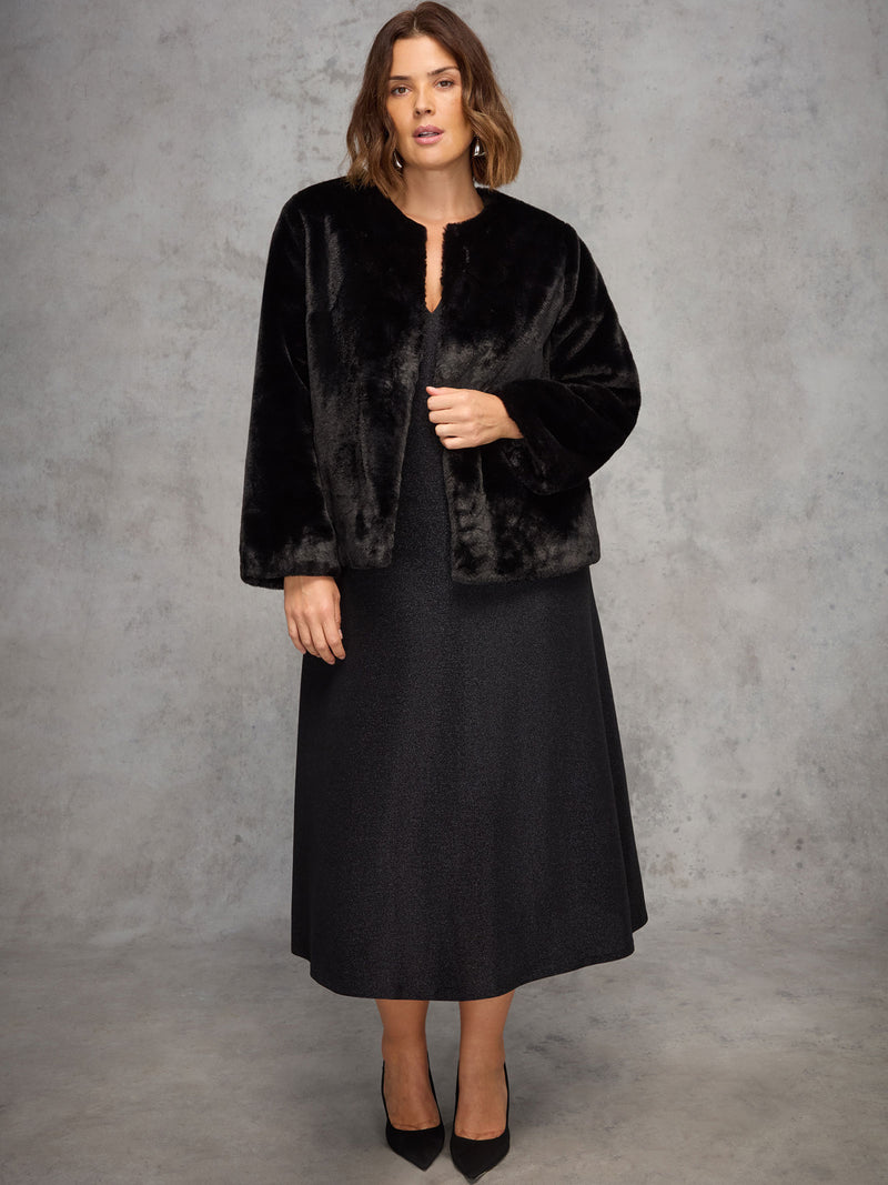 Black Sparkle Jersey Short Sleeve Dress