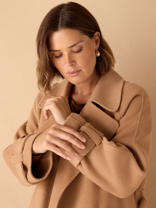Camel Wool Blend Belted Coat